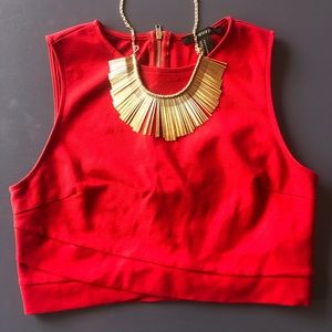 Red Crop Top w/ Necklace Option